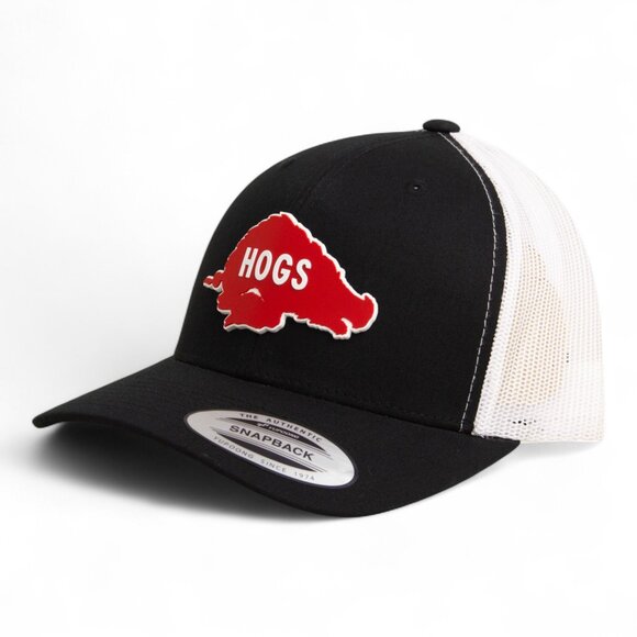 Arkansas Razorbacks Retro HOGS Red YP Snapback Hat- Black/ White - Picture 1 of 3